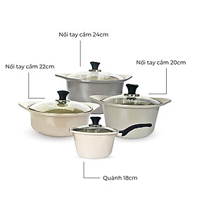 Mua Bộ Nồi Chảo Cao Cấp Đáy Từ Ecoramic (Bộ 3 - 4 - 5)