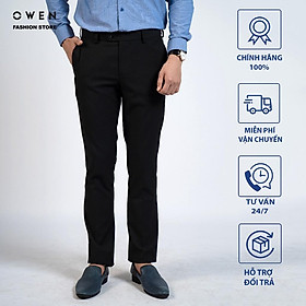 OWEN - () Quần âu nam công sở dáng SLIMFIT màu Đen trơn có trợ cạp co dãn mã QST220509
