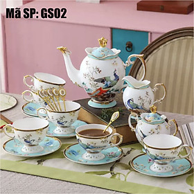 Mua Bộ trà chiều Châu Âu  Bộấm chén cao cấp  Tách trà sứ xương 45% tặng 6 thìa vàng  Mã GS02