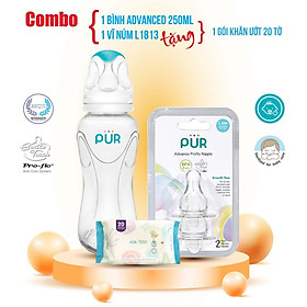 Combo 1 bình Pur Advanced 250ml + 1 vỉ núm size L