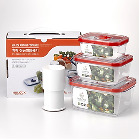 Mua COMBO 3 HỘP ĐỰNG THỨC ĂN HÚT CHÂN KHÔNG HÀN QUỐC HULOCK CONBINATION SET Giữ thức ăn tươi lâu hư   bảo quản đậu hạt bánh snack trái cây lâu hơn (Hàn nội địa cao cấp Hàn Quốc)