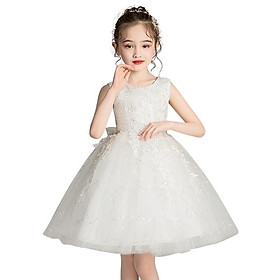 Váy đầm bé gái dễ thương, váy lưới bồng bềnh dự tiệc cho bé từ 6-12 tuổi màu trắng