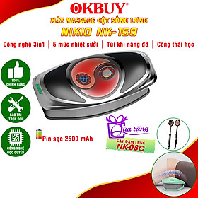 Máy massage lưng và cột sống Nikio NK-159, Dòng pin sạc, công nghệ kéo giãn cột sống lưng bằng túi khí hỗ trợ giảm đau mỏi và bệnh lý vệ cột sống