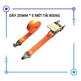 Dây Cảo Chằng Hàng Bản 25mm x 5 Mét Tải 800kg Màu cam