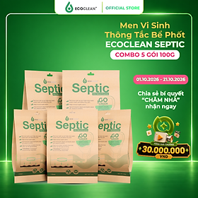 [Combo Tiện Lợi] Gói Men Bể Phốt EcoClean Septic - Men Vi Sinh Xử Lý Hầm Cầu, Bể Phốt Đầy, Tràn - Túi Gói 100gram - Combo 5
