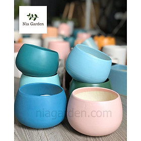 Chậu trồng cây cảnh đất nung tráng men sứ, hạt dẻ mini để bàn