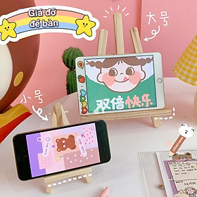 Giá gỗ màu xinh để bàn phong cách Hàn Quốc, chống lưng điện thoại sách vở ngồi học online