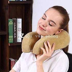 Gối Chữ U Ô Tô, Máy Bay Cao Su Non Cỡ Lớn Có Khuy Cài Nâng Đỡ Toàn Diện ZURI PILLOW - GLC01 (VỎ NHUNG)