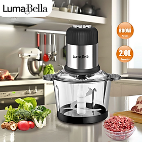 Máy xay thịt Lumabella LB-7025A công suất 800W, Cối thủy tinh dung tích 2L - Xay thực phẩm xay thịt cá - HÀNG CHÍNH HÃNG