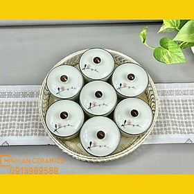 Mua Bộ khay mứt tết gốm Minh An Bát tràng hoa đồng hồng vẽ tay thủ công