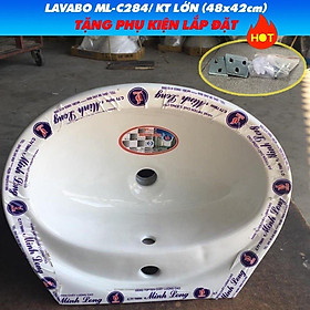 Mua COMBO Chậu Rửa Mặt Lavabo Kèm Chân Chụp Treo Tường C284 (Minh Long) - Tặng xi phông ruột gà và Pas lắp đặt