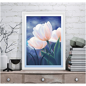 Mua Tranh thêu kín chữ thập Hoa tulip hồng
