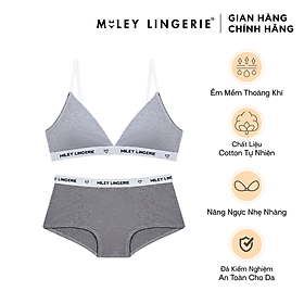 Bộ Đồ Lót Áo Có Đệm Mút Mỏng Và Quần Boy Short Vải Cotton Tự Nhiên Viền Lưng Logo BeingMe Dust Star Miley Lingerie