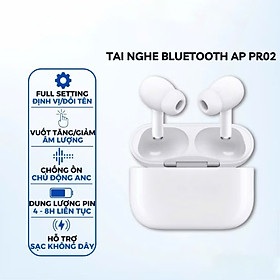 Tai Nghe Bluetooth Pro2 Không Dây định vị khử tiếng ồn ANC PIN TRÂU bass căng tự kết nối Fullbox phụ kiện đủ tính năng đàm thoại 2 chiều - HÀNG CHÍNH HÃNG