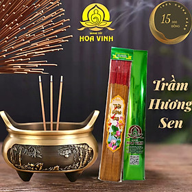 NHANG HOA VINH CHÍNH HÃNG 15K - TRẦM HƯƠNG SEN 80 CÂY - MÀU XANH LÁ , LOẠI 4 TẤC