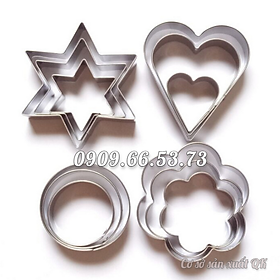 Mua Bộ 12 khuôn làm bánh  Cutter  Fondant inox hình tim  hoa mai  ngôi sao và hình tròn – Mã số 1256