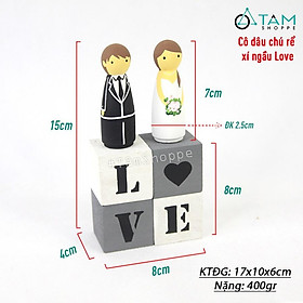 Bộ búp bê gỗ tiểu cảnh trang trí cưới TTC-20