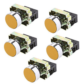 5Pack  NEW Fits XB2-BA51 Yellow Momentary Self-Reset Flush Push Button Switch Switcher 22mm N/O Nornal Open