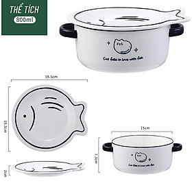 Mua Tô mì có nắp  tô canh  bát mì ramen gốm sứ hình con mèo PUSHEEN – phong cách Nhật Bản cao cấp nhập khẩu