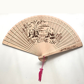 Quạt gỗ thơm họa tiết phong cách cổ quạt trúc xếp cầm tay phong cách Trung Quốc in hoa trang trí