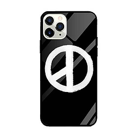 Ốp lưng kính cường lực cho iPhone 11 Pro Nền Peace Y Nền Đen - Hàng Chính Hãng