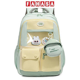 Ba Lô Thời Trang Kèm Huy Hiệu Hoạt Hình - Omaska 9628# - Màu Xanh Lá