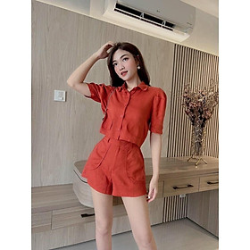 Sét bộ đồ nữ ngắn tay kèm quần ống rộng xinh xắn với 4 màu sắc