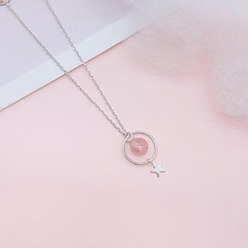 Dây Chuyền Bạc Blue Peach Đá Hồng DC598