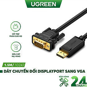 Dây chuyển đổi DisplayPort sang VGA hỗ trợ phân giải 1920x1200, dài 1-3m UGREEN DP105  - Hàng chính hãng
