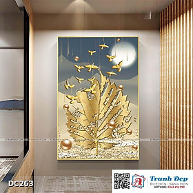 Tranh đơn canvas treo tường Decor Họa tiết lá vàng kim - DC263