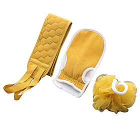Silicone Body Shower Brush Belt Foaming Bath Ball Extended Back Scrubber Handle Cleaning and Exfoliating Pad Set With
