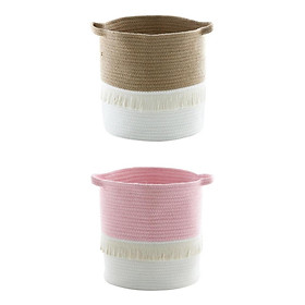 2pcs Laundry Basket 13 x 12inch Cotton Rope Basket Woven Storage w/ Handles