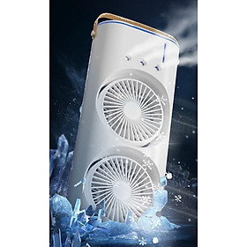 Quạt phun sương tích điện Youpin AQUA BREEZE, 2 lồng quạt, có đèn LED, bình nước lớn có thể thêm đá, xoay tốc năng 90° làm mát rộng, pin dung lượng lớn - Hàng nhập khẩu