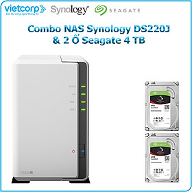 Mua Combo: Thiết bị lưu trữ NAS Synology DS220j  và 2 ổ cứng HDD Seagate ST4000VN008 4TB - Hàng chính hãng