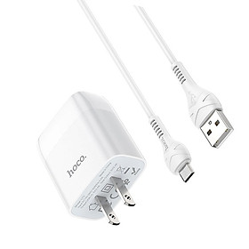 Bộ sạc nhanh 2 cổng Usb Hoco dài 1m (Trắng)- Hàng chính hãng