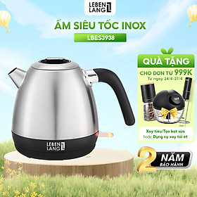 Ấm siêu tốc dáng lùn Lebenlang 1.2L INOX 304 LBES3938, công suất cao 1630W, tiện lợi không gian nhỏ - hàng chính hãng