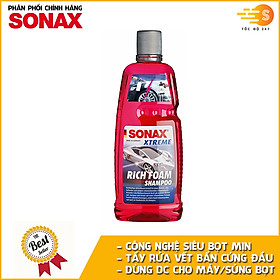 Xà bông rửa xe siêu bọt Rich Foam Shampoo Xtreme Sonax 248300 1lit - Dùng được với bình tạo bọt, máy tạo bọt, làm sạch xe nhanh chóng, không làm hỏng bề mặt sơn