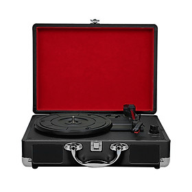 Turntable With Speakers Vintage Phonograph Record Player Stereo Sound Black EU-type