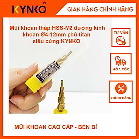 Mũi khoan tháp HSS-M2 đường kính khoan 4-12mm phủ titan siêu cứng KYNKO