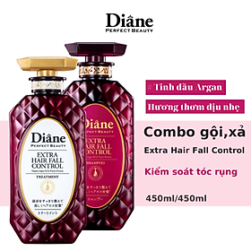 Combo dầu gội xả dành cho tóc gãy rụng, nhiều gàu Moist Diane Extra Hair Fall Control 450ml
