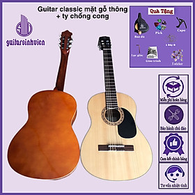 Đàn guitar classic SV-C1 mặt gỗ thông có ty chống cong- Dáng tròn số 8 - Đặt hàng tặng 7 phụ kiện - Bảo hành 12 tháng