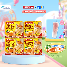 Combo 4 Hộp Trà Sữa Trân Châu Hoàng Kim - Hillway - Chuẩn vị Đài Loan size L (hộp 4 gói trà sữa, 4 gói trân châu)