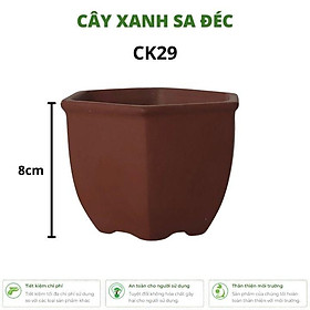 Chậu lục giác mini gốm đất nung CK29 trồng sen đá, xương rồng, cây cảnh nhỏ siêu gọn