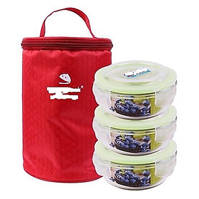 Combo 3 HỘP THỦY TINH NẮP GÀI HÌNH TRÒN CHỊU NHIỆT 400*