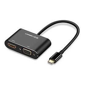 Mua Ugreen UG50318CM162TK 15CM màu Đen Bộ chuyển đổi TYPE C sang HDMI + VGA vỏ bọc nhôm - HÀNG CHÍNH HÃNG