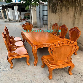 Bộ bàn ghế ăn Luis Hoàng Gia gỗ Gõ Đỏ