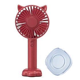 Mua  Tặng Gel Pad  Quạt mini cầm tay tiện dụng handy fan 3 tốc độ gió tai mèo cao cấp có đèn  giá đỡ điện thoại  giao màu ngẫu nhiên