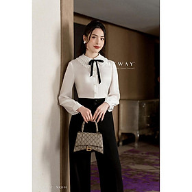 Áo Sơ Mi Nữ MY WAY Dài Tay Cổ Dập Ly Sang Trọng 4MA0357
