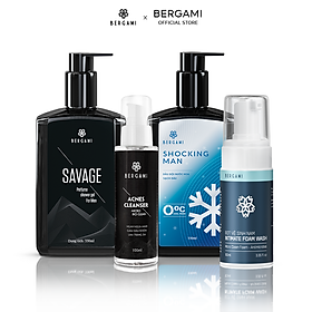 Quà Tặng Nam Giới Bergami, Sữa Tắm Nam & Dầu Gội Hương Nước Hoa 330ml, Bọt Vệ Sinh Nam 100ml, Sữa Rửa Mặt 100ml