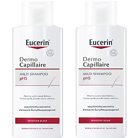 Combo 2 Chai Dầu Gội Dịu Nhẹ Cho Da Đầu Nhạy Cảm Eucerin Dermo Capillaire pH5 Mild Shampoo 250ml